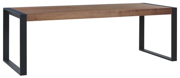 Stół jadalniany 8-osobowy 220x90 cm metalowe nogi czarny ciemne drewno Polar Beliani