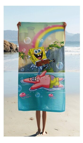 Bawełniany ręcznik dziecięcy 70x140 cm Sponge Bob "Tropical Duo" – Jerry Fabrics