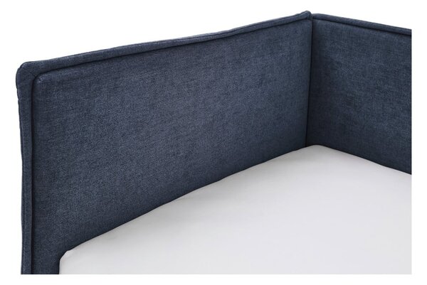 Ciemnoniebieskie tapicerowane narożne łóżko dziecięce ze schowkiem ze stelażem 120x200 cm Fun – Meise Möbel