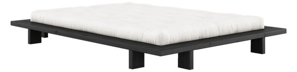 Czarne podwójne łóżko z drewna sosnowego z rusztem 140x200 cm Japan - Karup Design