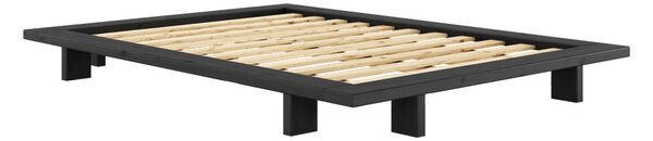 Czarne podwójne łóżko z drewna sosnowego z rusztem 140x200 cm Japan - Karup Design