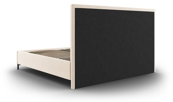 Beżowe tapicerowane łóżko dwuosobowe ze schowkiem i stelażem 180x200 cm Casey – Mazzini Beds