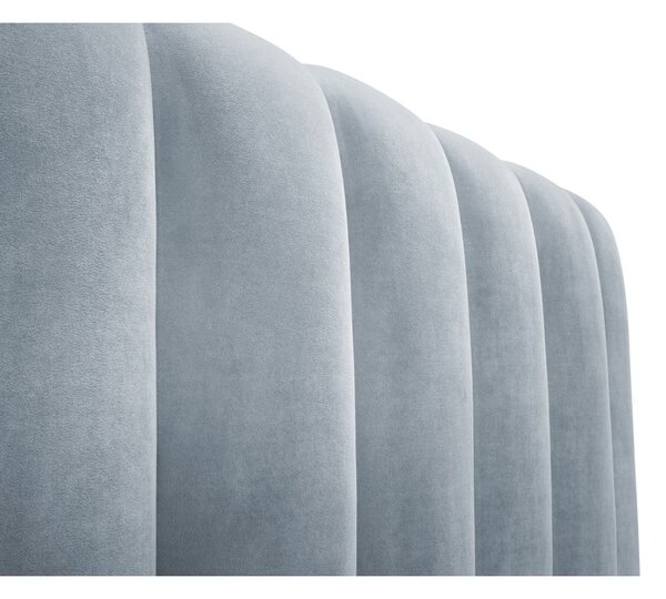 Jasnoniebieskie tapicerowane łóżko dwuosobowe ze schowkiem i stelażem 180x200 cm Kelp – Micadoni Home