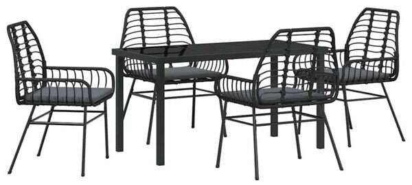 Zestaw Mebli Ogrodowych Komplet Jadalniany 5-Częściowy Czarny Rattan Do Restauracji