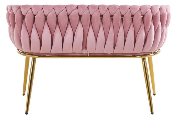 Sofa pleciona glamour do salonu piękności różowa welurowa złota ROSA