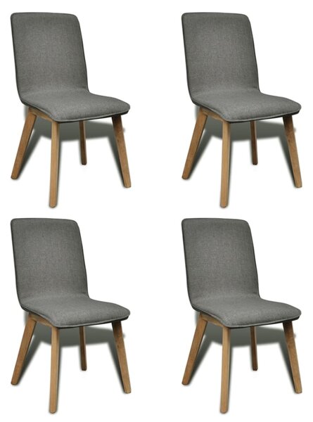 Krzesła do jadalni, 4 szt., jasnoszare, tkanina i lity dąb