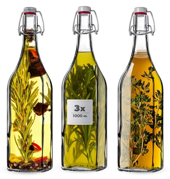 Szklana butelka Nave 1000ml z korkiem mechanicznym 3 szt