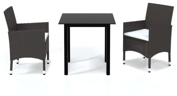 Zestaw Mebli Ogrodowych Komplet Jadalniany Z Poduszkami 3-Częściowy Brązowy Rattan Na Taras Balkon Ogród