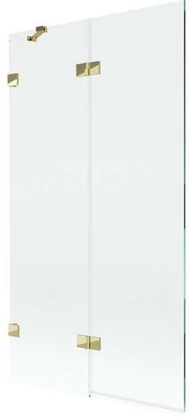 Mexen Lunar parawan nawannowy 2-skrzydłowy lewy 100 x 150 cm, transparent, złoty - 897-100-100-50-00-L