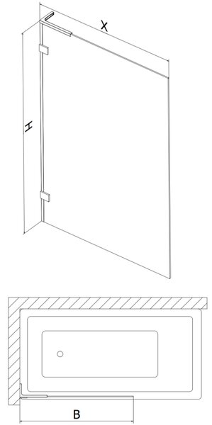Mexen Lunar L parawan nawannowy 1-skrzydłowy 70 x 150 cm, transparent, złoty szczotkowany - 897L-070-000-55-00