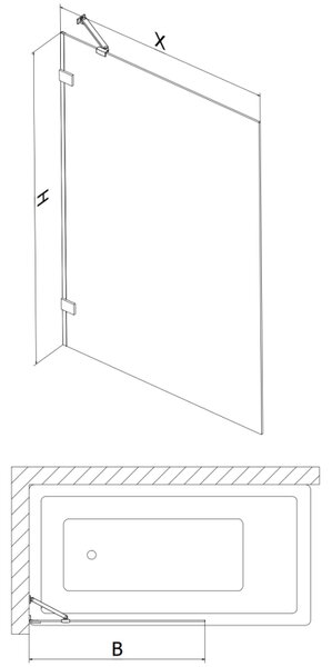 Mexen Lunar parawan nawannowy 1-skrzydłowy 70 x 150 cm, transparent, złoty - 897-070-000-50-00