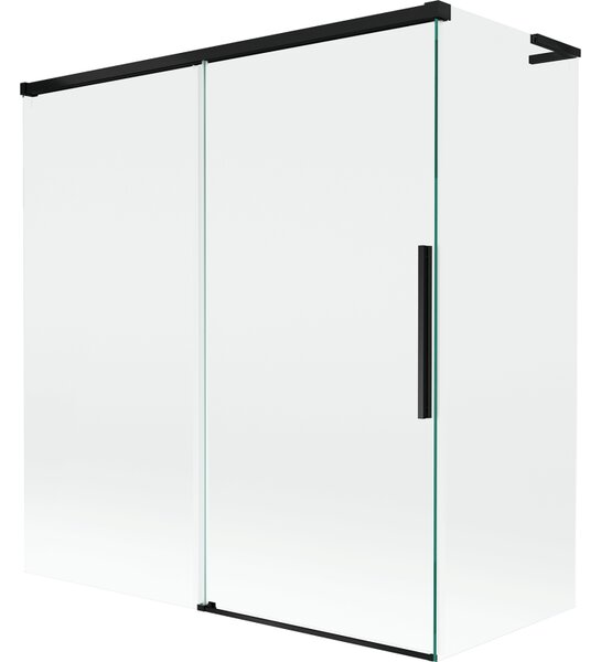 Mexen Rox L parawan nawannowy 2-skrzydłowy rozsuwany 150 + 70 x 150 cm, transparent, czarny - 8C9L-150-070-70-00