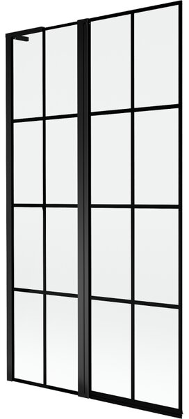 Mexen Mist L parawan nawannowy 2-skrzydłowy lewy 100 x 150 cm, czarna kratka, czarny - 8A9L-100-011-70-77-L
