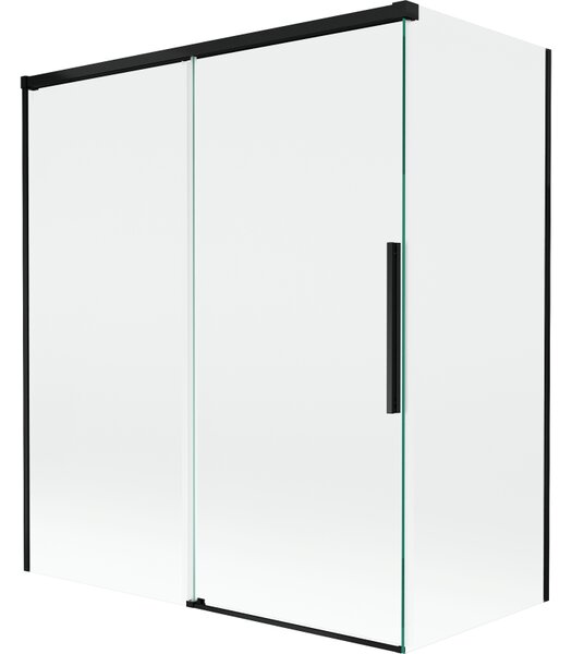 Mexen Rox parawan nawannowy 2-skrzydłowy rozsuwany 140 + 70 x 150 cm, transparent, czarny - 8C9-140-070-70-00