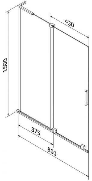 Mexen Velar L parawan nawannowy 2-skrzydłowy rozsuwany 80 x 150 cm, transparent, chrom - 896-080-003-01-01