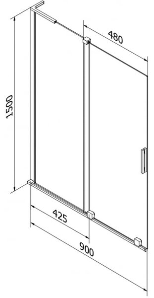 Mexen Velar L parawan nawannowy 2-skrzydłowy rozsuwany 90 x 150 cm, transparent, miedź szczotkowana - 896-090-003-01-65