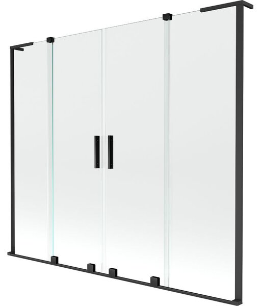 Mexen Velar L Duo parawan nawannowy 2-skrzydłowy rozsuwany 170 x 150 cm, transparent, czarny - 896-170-003-02-70