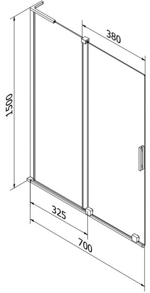 Mexen Velar L parawan nawannowy 2-skrzydłowy rozsuwany 70 x 150 cm, transparent, chrom - 896-070-003-01-01