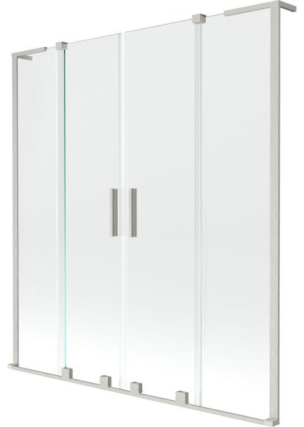 Mexen Velar L Duo parawan nawannowy 2-skrzydłowy rozsuwany 150 x 150 cm, transparent, nikiel szczotkowany - 896-150-003-02-97