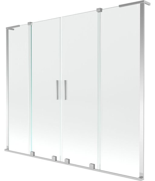 Mexen Velar L Duo parawan nawannowy 2-skrzydłowy rozsuwany 180 x 150 cm, transparent, chrom - 896-180-003-02-01