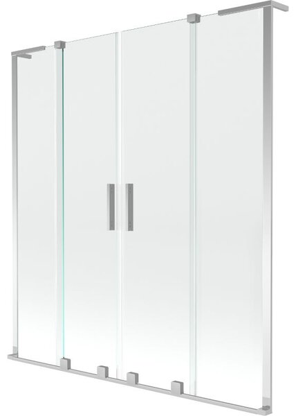Mexen Velar L Duo parawan nawannowy 2-skrzydłowy rozsuwany 140 x 150 cm, transparent, chrom - 896-140-003-02-01