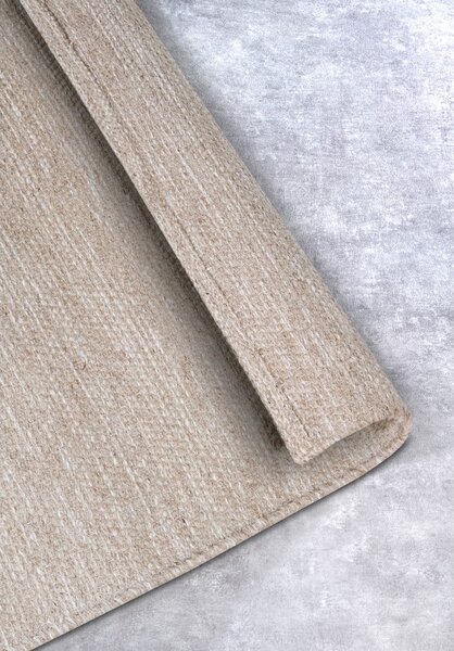 Beżowy chodnik z mieszanki wełny tkany ręcznie 80x200 cm Pradesh Linen White – Elle Decoration