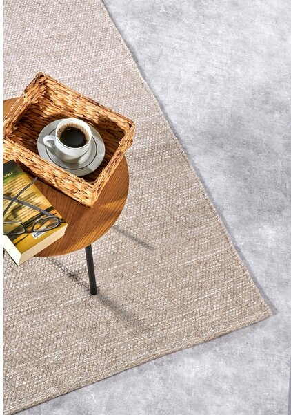 Beżowy chodnik z mieszanki wełny tkany ręcznie 80x200 cm Pradesh Linen White – Elle Decoration