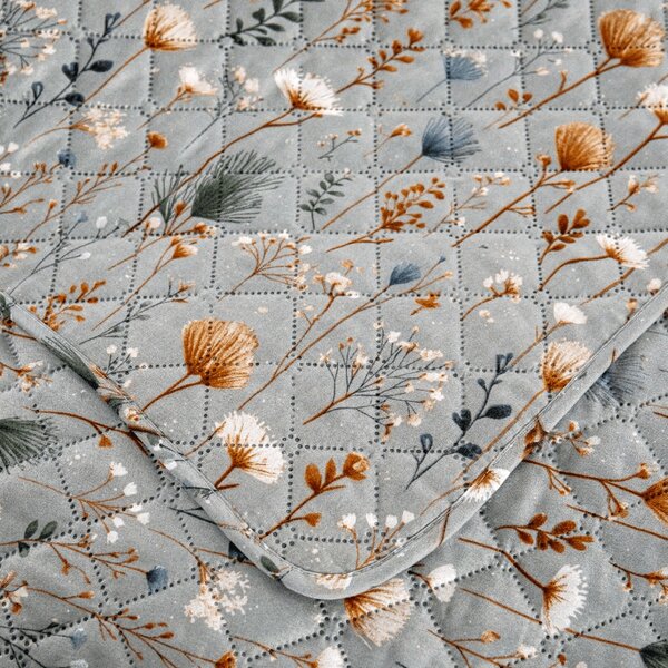 Narzuta na łóżko BOTANIC FIELD, szara Rozmiar: 220 x 240 cm