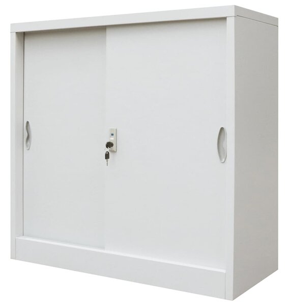 Szafka biurowa z przesuwnymi drzwiami, metal, 90x40x90cm, szara