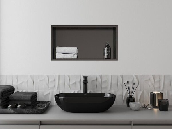 Mexen X-Wall-R półka wnękowa z kołnierzem 60 x 30 cm, gun gray szczotkowany - 19E0603010