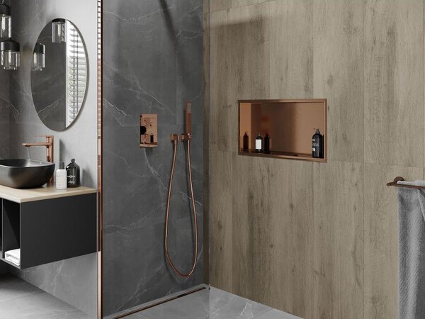 Mexen X-Wall-R półka wnękowa z kołnierzem 60 x 30 cm, miedź szczotkowana - 19C0603010