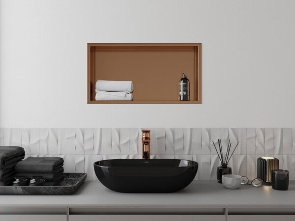 Mexen X-Wall-R półka wnękowa z kołnierzem 60 x 30 cm, miedź szczotkowana - 19C0603010