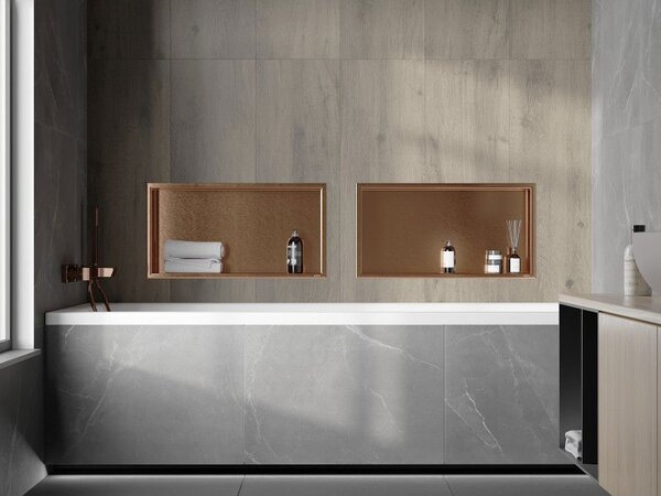 Mexen X-Wall-R półka wnękowa z kołnierzem 60 x 30 cm, miedź szczotkowana - 19C0603010
