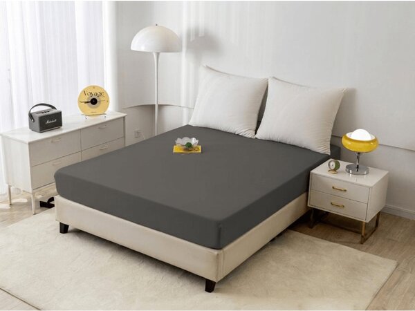 Prześcieradło z mikrofibry MICROVELLE ciemnoszare 90x200 cm