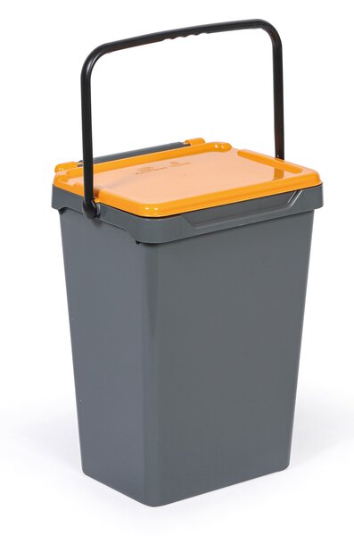 Kosz plastikowy na śmieci do segregacji, 35 l, szary + żołty