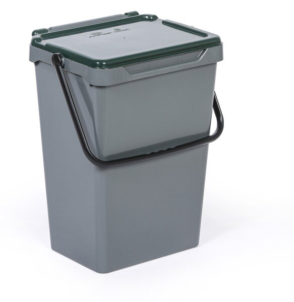 Kosz plastikowy na śmieci do segregacji, 35 l, szary + ciemnozielony