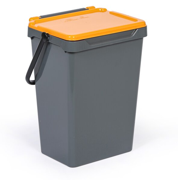 Kosz plastikowy na śmieci do segregacji, 35 l, szary + żołty