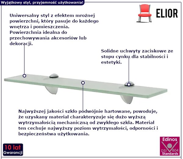 Solidna mleczna półka szklana 50x10 - Vitrea