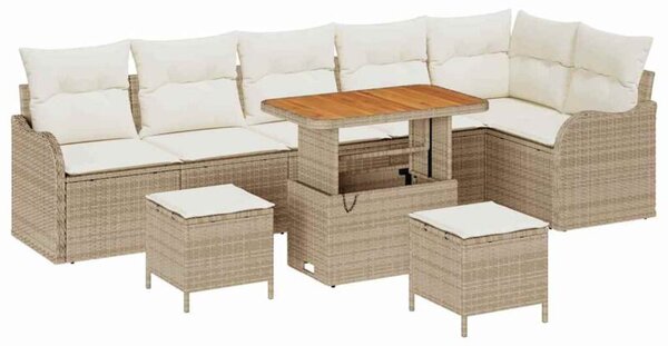 Zestaw Mebli Ogrodowych Komplet Wypoczynkowy Z Poduszkami 9-Częściowy Beżowy Rattan Na Taras Balkon Ogród
