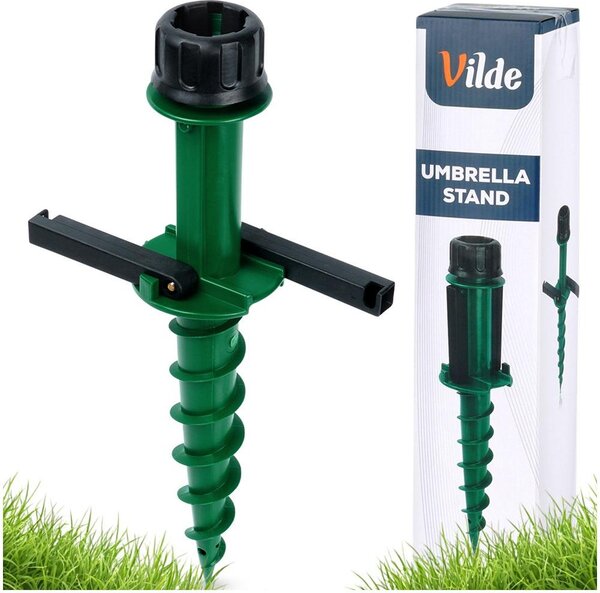 Vilde | Podstawa pod parasol ogrodowy - Wkrcana - 44 cm - Ø 22-33 mm - Zielona - Do trawy i piasku