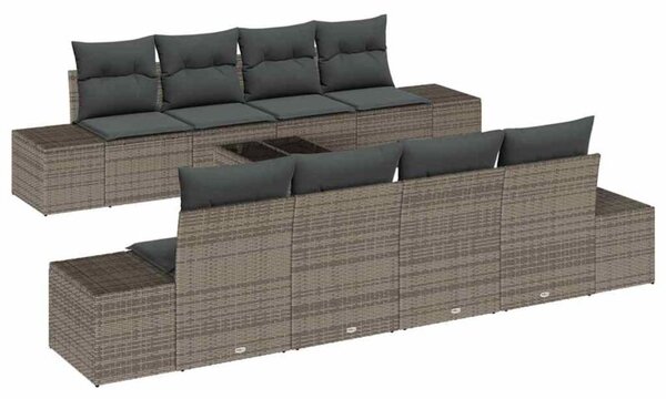 Zestaw Mebli Ogrodowych Komplet Wypoczynkowy Z Poduszkami 8-Częściowy Szary Rattan Na Taras Balkon Ogród