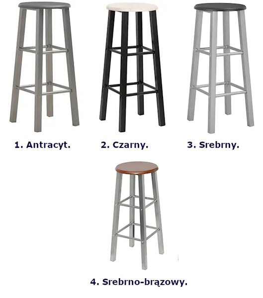 Antracytowy zestaw dwóch stołków barowych loft L8-W55