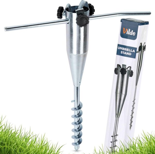 Vilde | Metalowa podstawa pod parasol - Tuleja wkrcana do ziemi - 56 cm - Uniwersalna Ø 20-60 mm - Ocynkowana