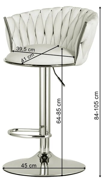 Czarny hoker glamour z plecionym oparciem do wyspy B3-S05