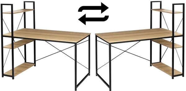 Industrialne Biurko Komputerowe Z Regałem Modern Oak A4-W67