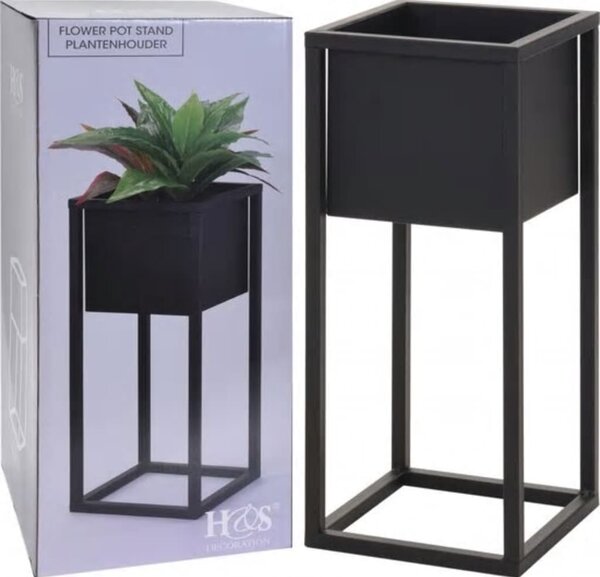 H&S Collection Donica ze stojakiem, metalowa, czarna, 50 cm