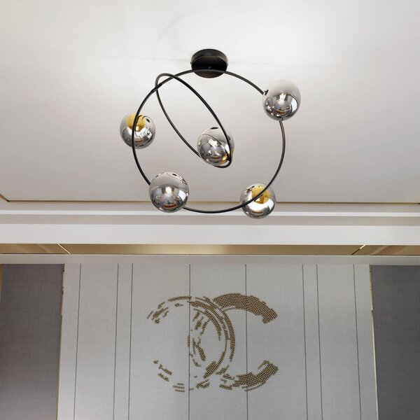 Euluna Lampa sufitowa Ascella, możliwość ściemniania, czarny, salon / jadalnia, metal, nowoczesny