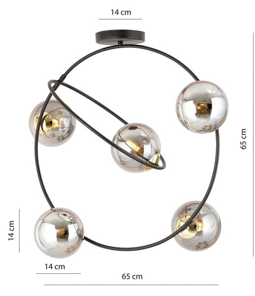 Euluna Lampa sufitowa Ascella, możliwość ściemniania, czarny, salon / jadalnia, metal, nowoczesny