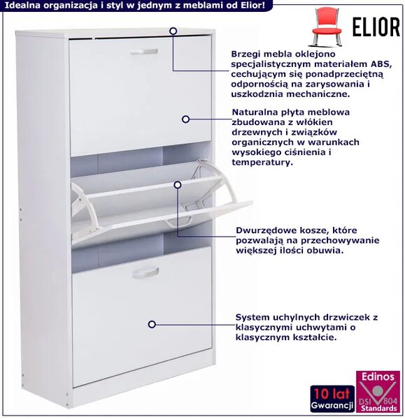 Biała Nowoczesna Trzydrzwiowa Szafka Na Buty F3-Z06