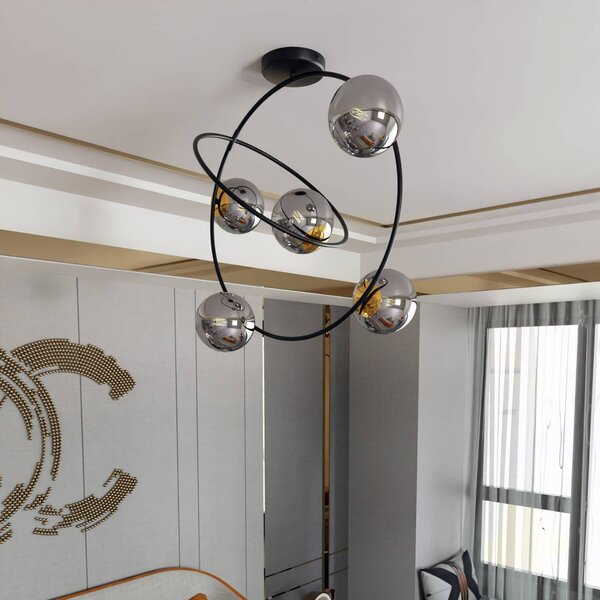 Euluna Lampa sufitowa Ascella, możliwość ściemniania, czarny, salon / jadalnia, metal, nowoczesny